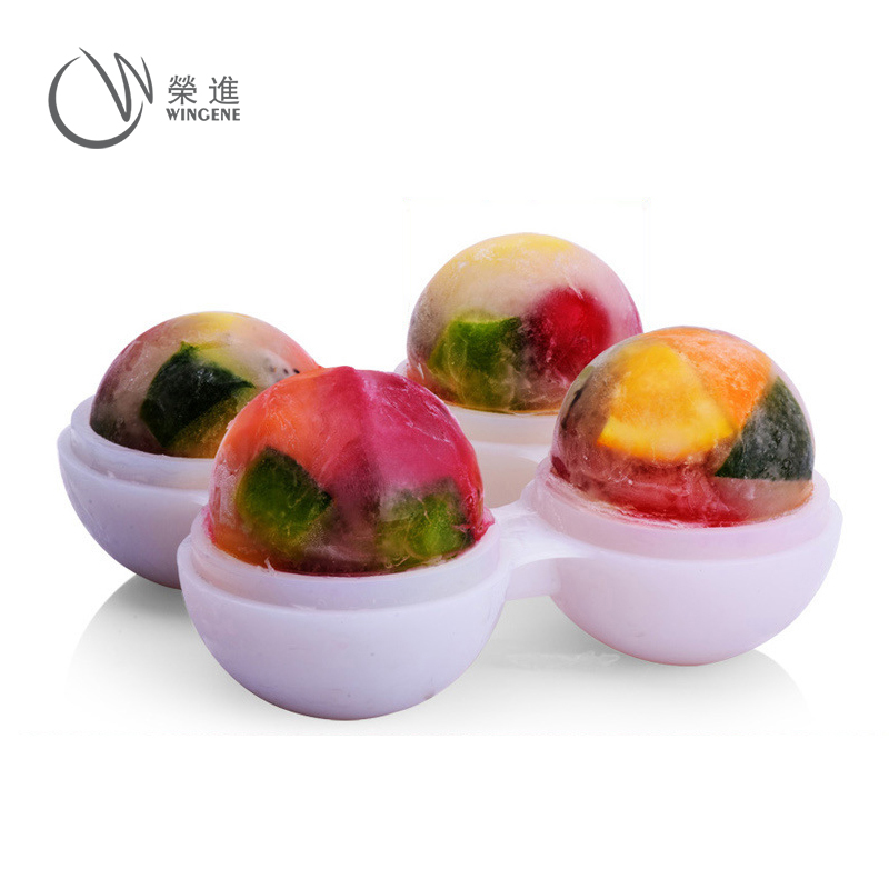 硅胶4孔冰球制冰器|圆球冰格硅胶冰球模-荣进硅胶4连冰格模定