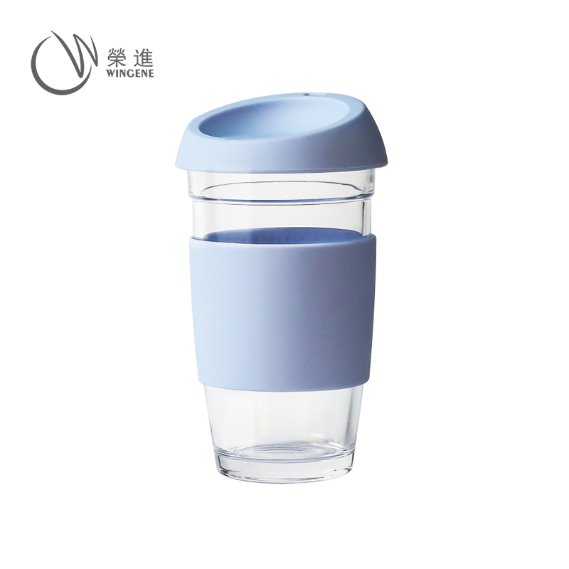 食品级硅胶杯套玻璃咖啡杯|防烫咖啡杯玻璃随行饮水杯-荣进防烫