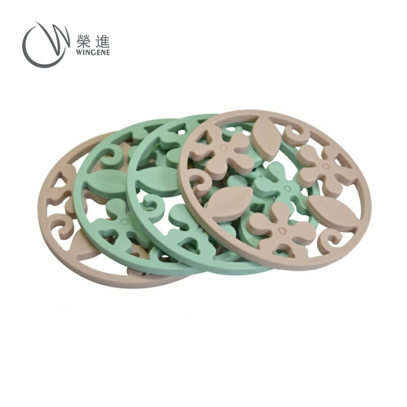 创意硅胶镂空餐垫|圆形硅胶花草餐垫|硅胶防滑垫-深圳荣进硅胶