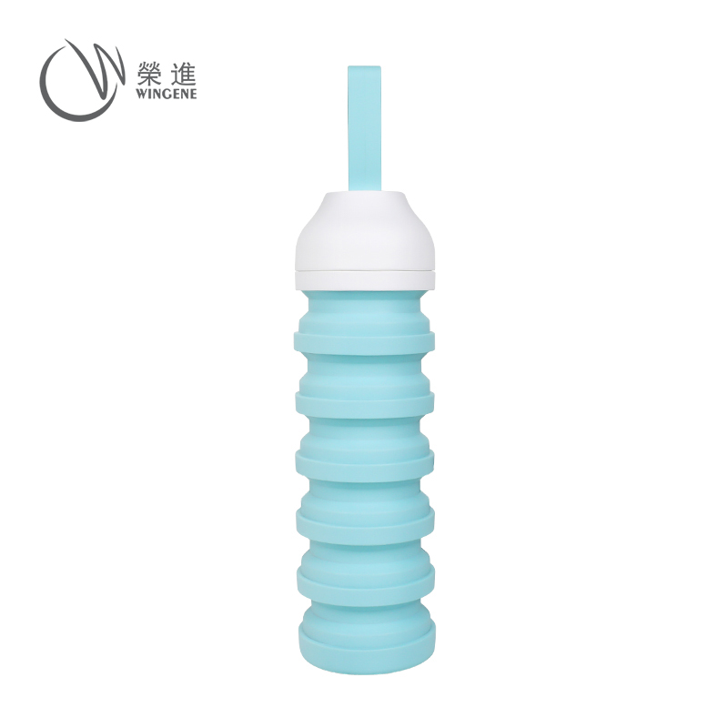 户外旅行硅胶折叠水瓶|跑步健身可伸缩便携水杯-荣进耐高温耐寒折叠水杯可定制logo