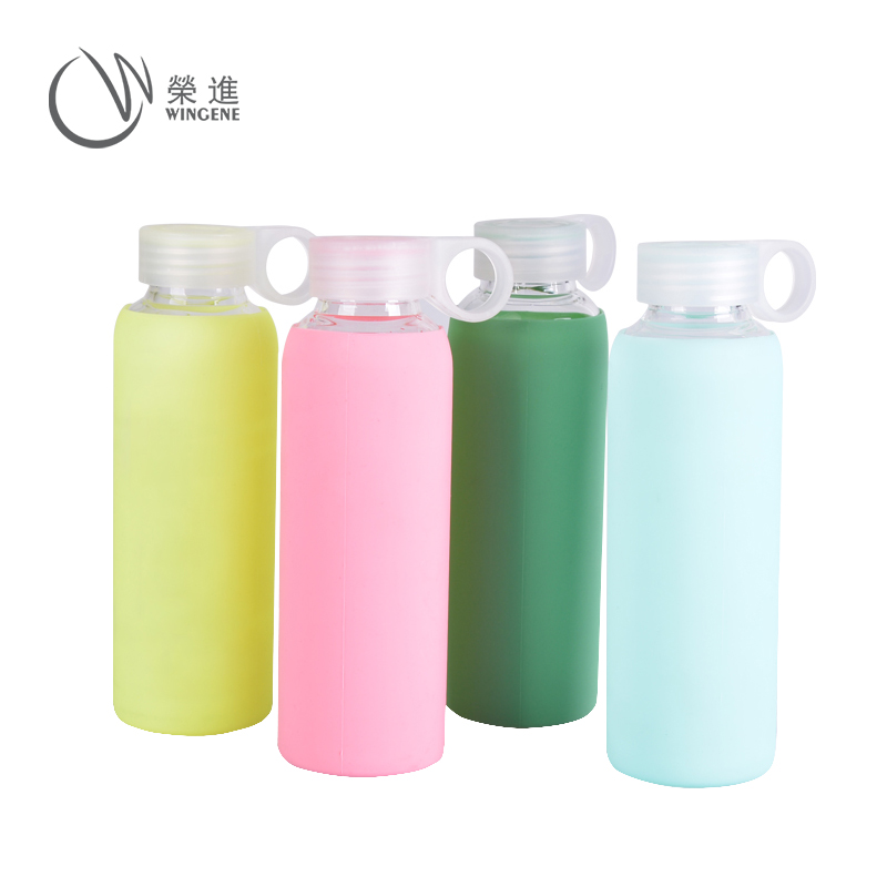 简约时尚硅胶防烫水杯|户外旅行硅胶玻璃杯|防滑防烫硅胶玻璃杯