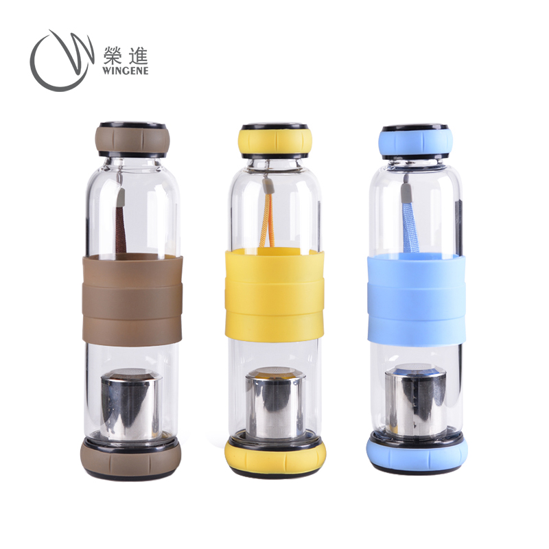 <strong>新款硅胶茶杯550ml|便捷实用玻璃水杯带硅胶套|过滤防漏双</strong>