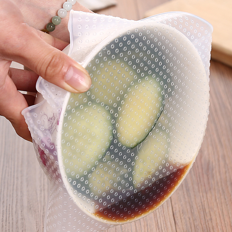 食品级硅胶保鲜膜|透明圆形硅胶密封盖|多功能厨房微波炉硅胶盖