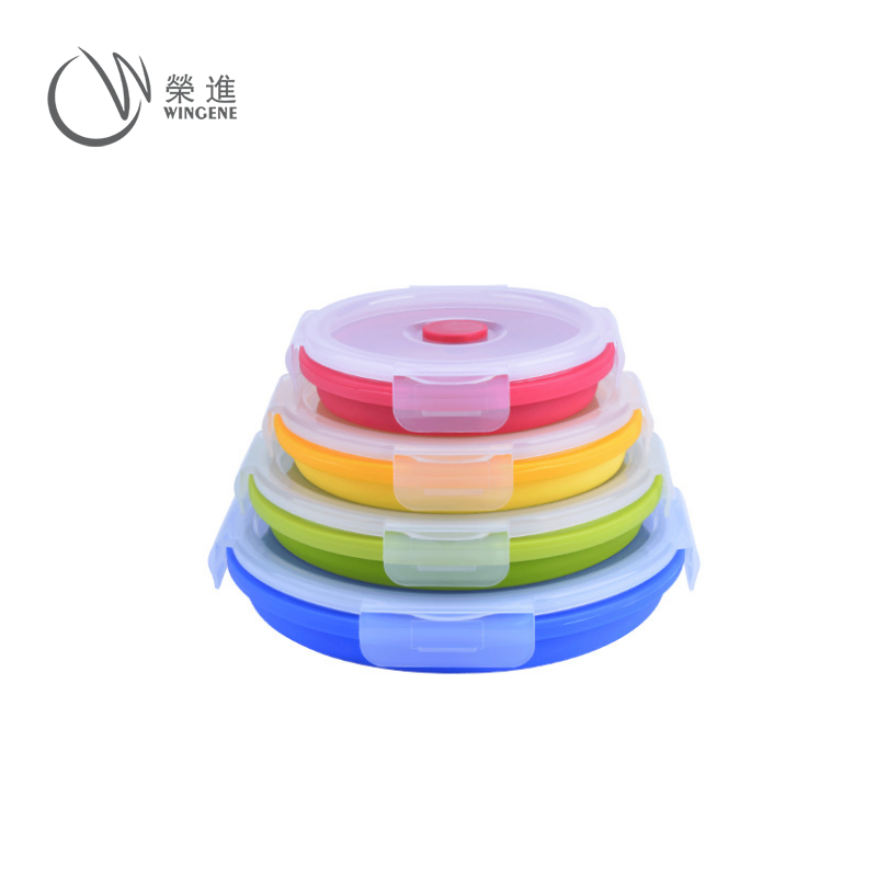 圆形折叠硅胶饭盒